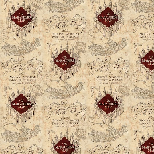 Harry Potter™ Tan Marauder's Map™ Cotton Fabric